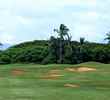 Kiele's par-5 second hole plays entirely uphill and has a collection of bunkers up the right side. 