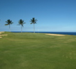 The signature par-5 seventh hole provides the best (and only) ocean view on the Waikoloa Resort Beach Course.