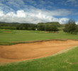 The par-4 fifth on the Arnold Palmer Course at Turtle Bay Resort is a dogleg left with seven treacherous bunkers.