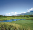 The par-4 fifth hole at The Dunes at Maui Lani Golf Course features an approach shot over water. 