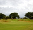 The par-5 14th hole on Kauai Lagoons plays towards the coast and into the trade winds. 