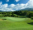 The narrow, par-3 14th green is guarded on the left by jungle on the Prince Course at Princeville resort. 