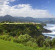 Makai Golf Club's par-3 seventh hole plays over the ocean.