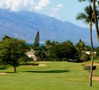 The par-4 fifth hole on Wailea Golf Club's Old Blue course plays downhill towards the west side of Maui.