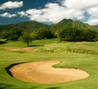 The Dunes at Maui Lani Golf Course plays at the base of the West Maui mountains in Kahului. This is the 15th hole. 