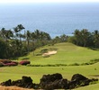 The par-4 first hole on the Emerald Course at Wailea Golf Club plays downhill toward the ocean.