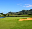 The third hole on Puakea Golf Course is a short par 4 defended by water.