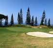 The second shot of the finishing hole at Kona Country Club's Mountain Course plays downhill.