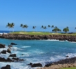 The 15th hole on the South Course at Mauna Lani Resort flies over a coastal cove on Hawaii's Big Island.