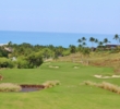 The sixth hole at Mauna Kea Golf Course tumbles downhill off the tee to set up an uphill approach. 