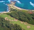 Check out the bird's-eye view from a helicopter of the 17th hole on the Palmer Course at Turtle Bay Resort.