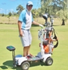 Jason Scott Deegan rides the Golf Skate Caddy at Turtle Bay Resort in Hawaii. 
