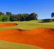 Large bunkers provide protection on the par-4 third on the Kiele Mauka nine at Kauai Lagoons Golf Club.