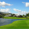 View of the fountain and the lake at Kapolei Golf Club
