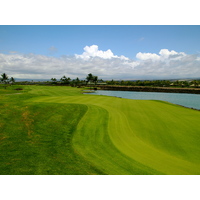 The par-5 second hole, with water running down the entire left side, is one of the tougher holes on Mauna Lani Resort's South Course.