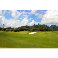 The second hole on the Kiele Moana nine at Kauai Lagoons Golf Club is a long par 4. 