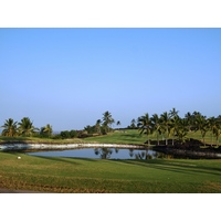The second hole at Kona Country Club's Mountain golf course is a par 5 that features a pond off the tee.