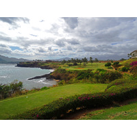 As part of a five-hole stretch on the Pacific Ocean, the 14th on Hokuala Kauai (formerly Kauai Lagoons) near the airport in Lihue, Hawaii.